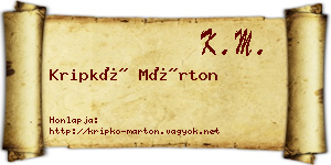 Kripkó Márton névjegykártya
